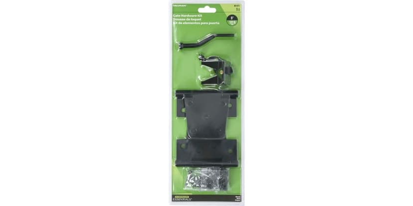 Hillman Decorative Gate Hardware Kit, T-Hinge and Gate Latch Included, Black, 5-in