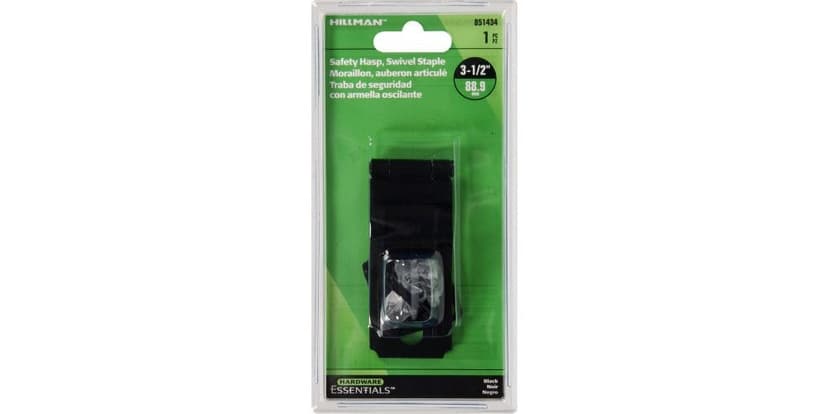 Hillman Swivel Staple Safety Hasp, Black, 3-1/2-in