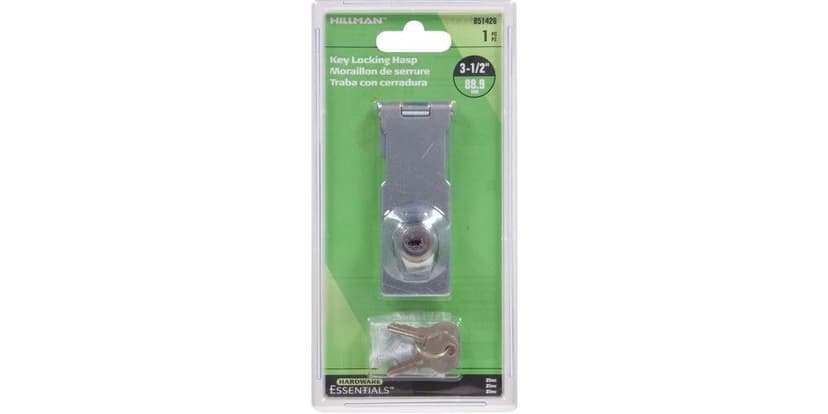 Hillman Key Locking Hasp, For Securing and Locking, Mounting Hardware Included, Zinc-Plated, 3-1/2-in