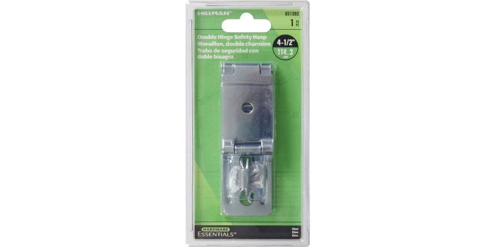 Hillman Fixed Staple Double Safety Hasp, Zinc-Plated, 4-1/2-in
