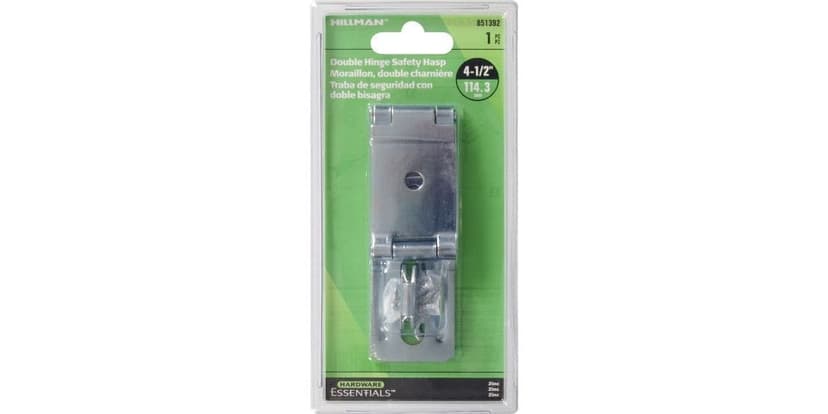 Hillman Fixed Staple Double Safety Hasp, Zinc-Plated, 4-1/2-in