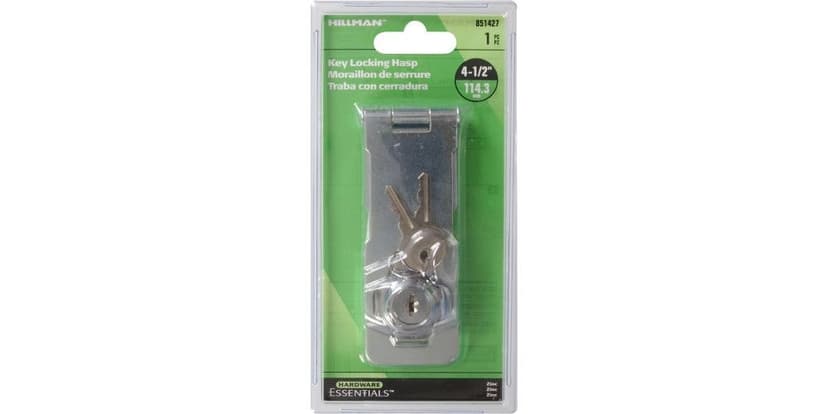 Hillman Gate Keyed Safety Hasp, For Securing and Locking, Zinc-Plated, 4-/2-in