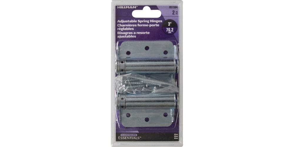 Hillman Self-Closing Spring Hinge, For Surface Mounting, Adjustable Tension, Zinc-Plated