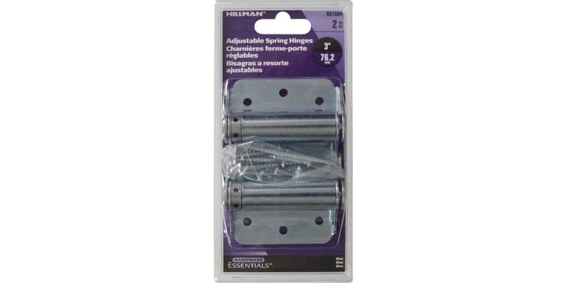 Hillman Self-Closing Spring Hinge, For Surface Mounting, Adjustable Tension, Zinc-Plated