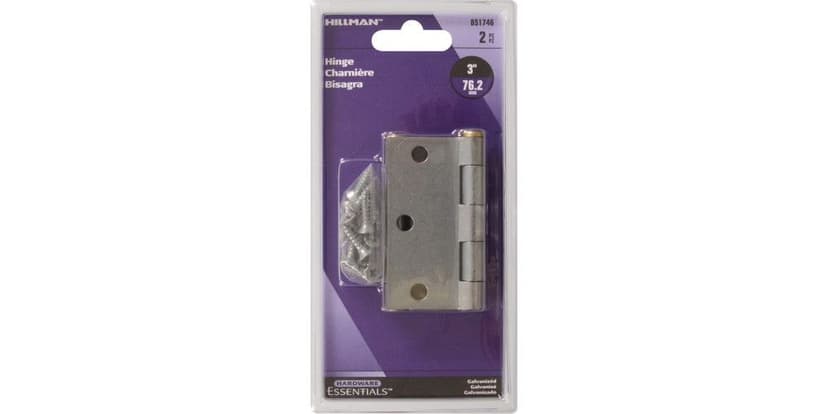 Hillman Galvanized Hinge, For General Purpose, Removable Pins, 3-in