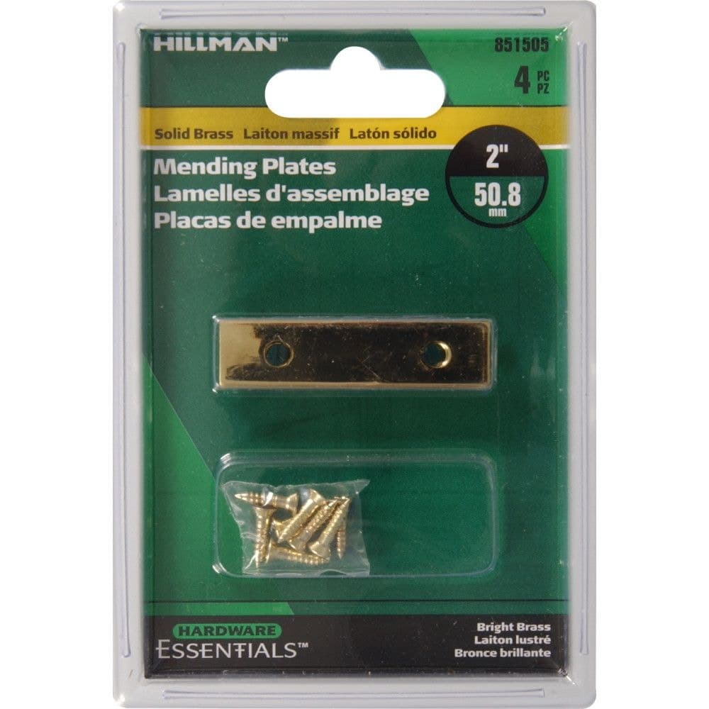 Hillman Decorative Mending Plate, Reinforcing Brackets, Brass Plated, Assorted Sizes