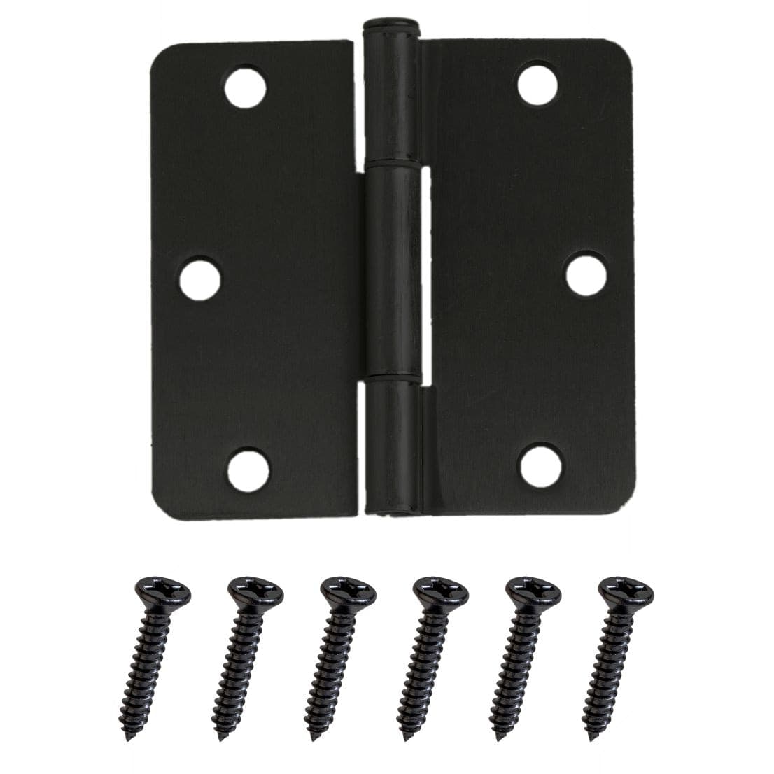 Hillman Residential Full Mortise Door Hinge, Screws Included, Black, 3-1/2 x 1/5-in