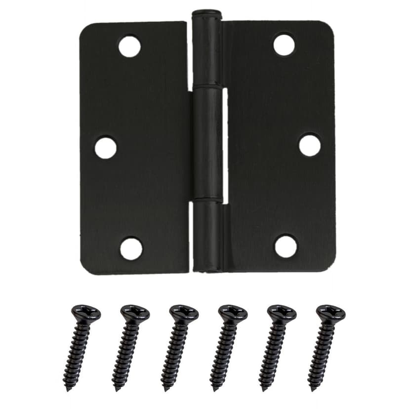 Hillman Residential Full Mortise Door Hinge, Screws Included, Black, 3-1/2 x 1/5-in