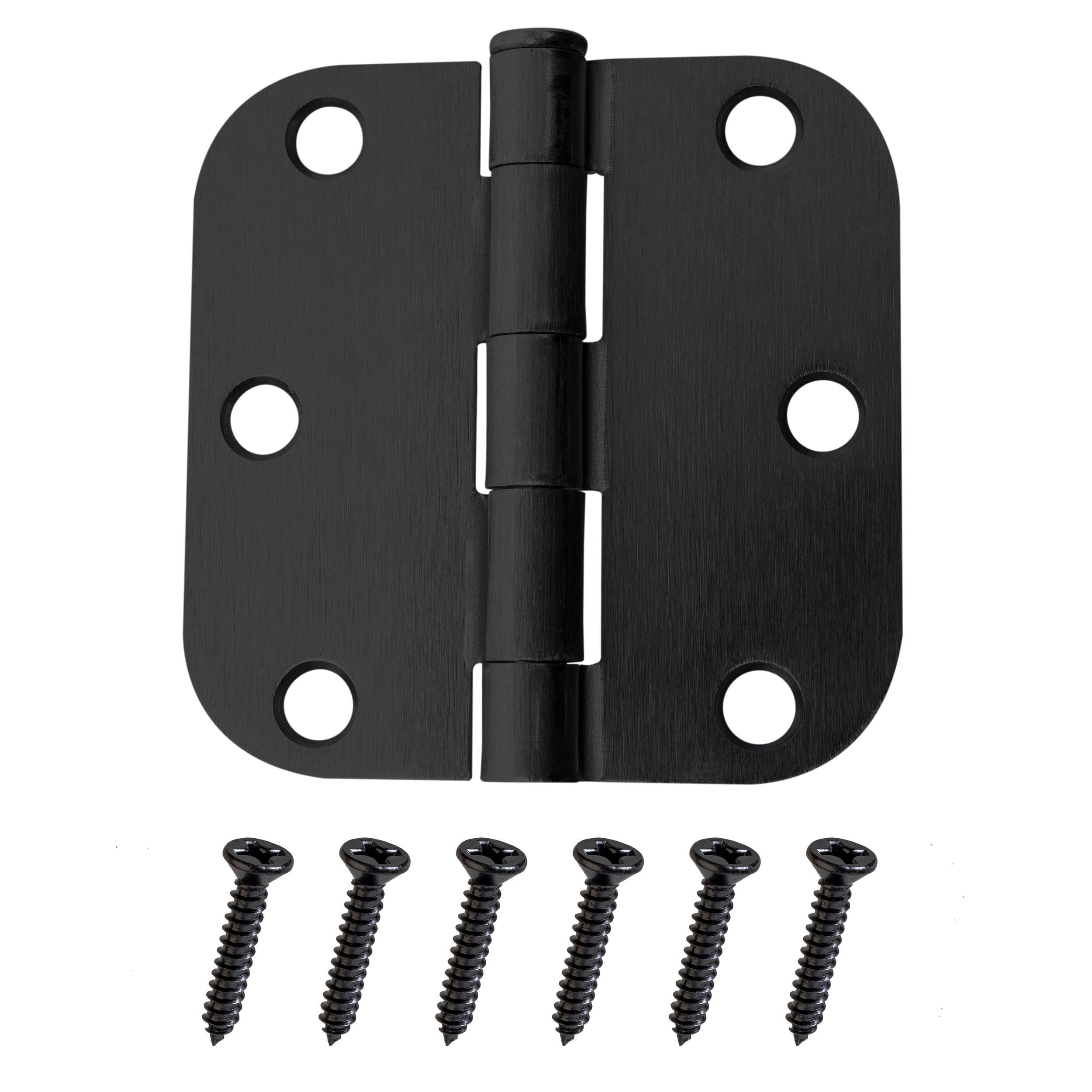 Hillman Residential Full Mortise Door Hinge, Screws Included, Black, 3-1/2 x 3/5-in