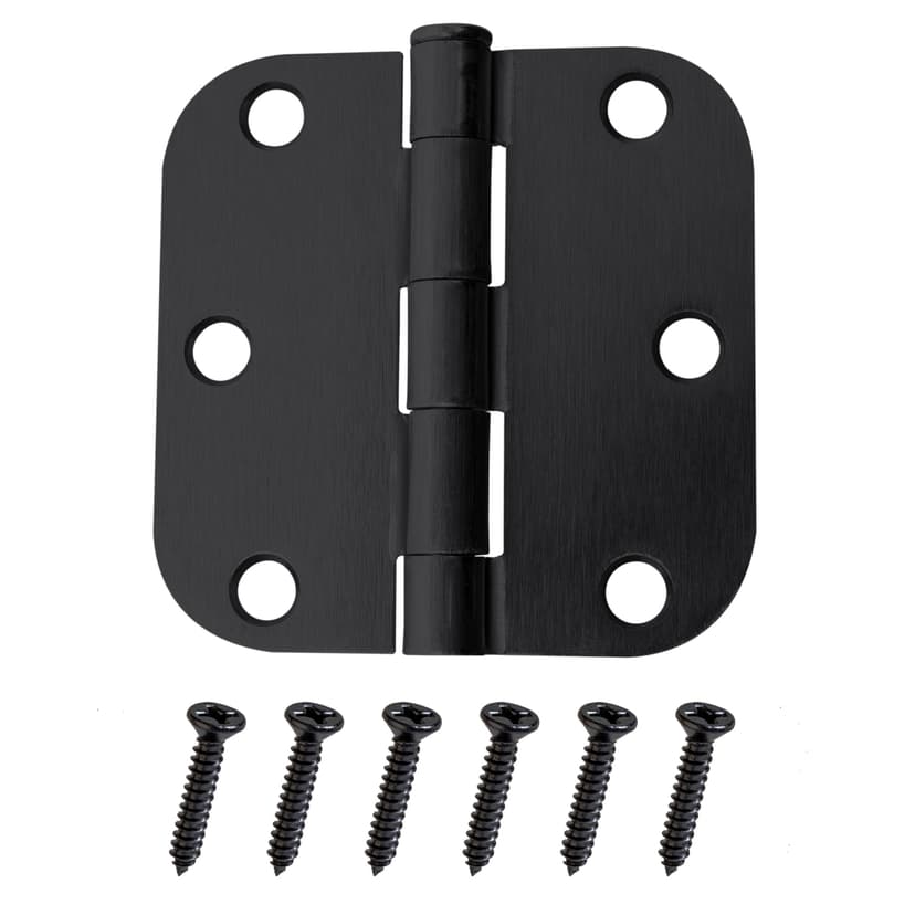 Hillman Residential Full Mortise Door Hinge, Screws Included, Black, 3-1/2 x 3/5-in