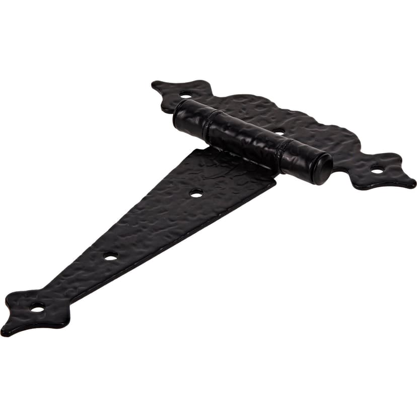 Hillman Ornamental Reversible Gate T-Hinge, Hammered Black, 6-in