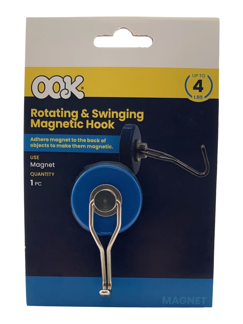 Hillman Ferrite Magnetic Rotating & Swinging Utility Hook, Metallic, 1.5-in