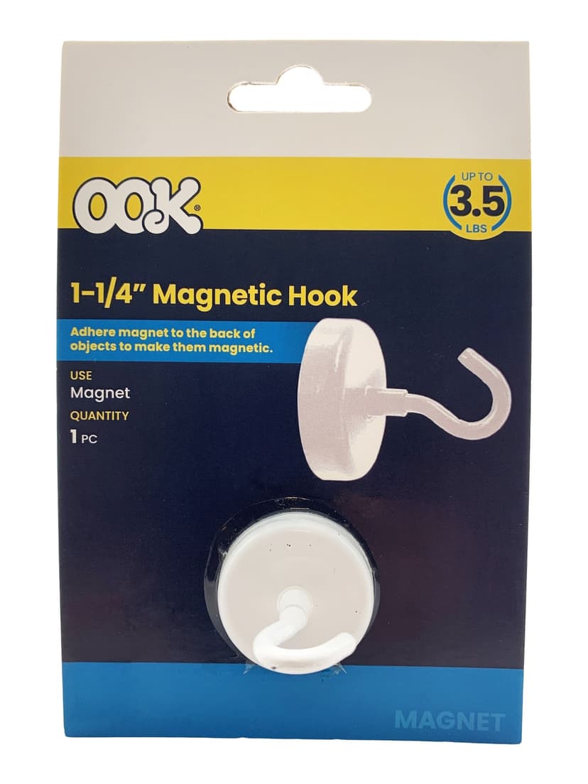 Hillman Magnetic Utility Hook, White, 1.25-in, 3.5-lbs