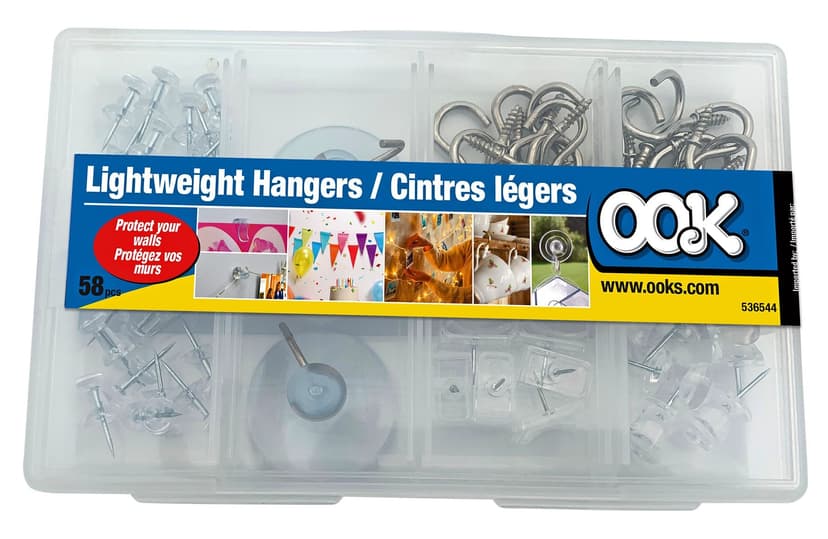 OOK Lightweight Wall Hanger Assorted Kit, 58-pk