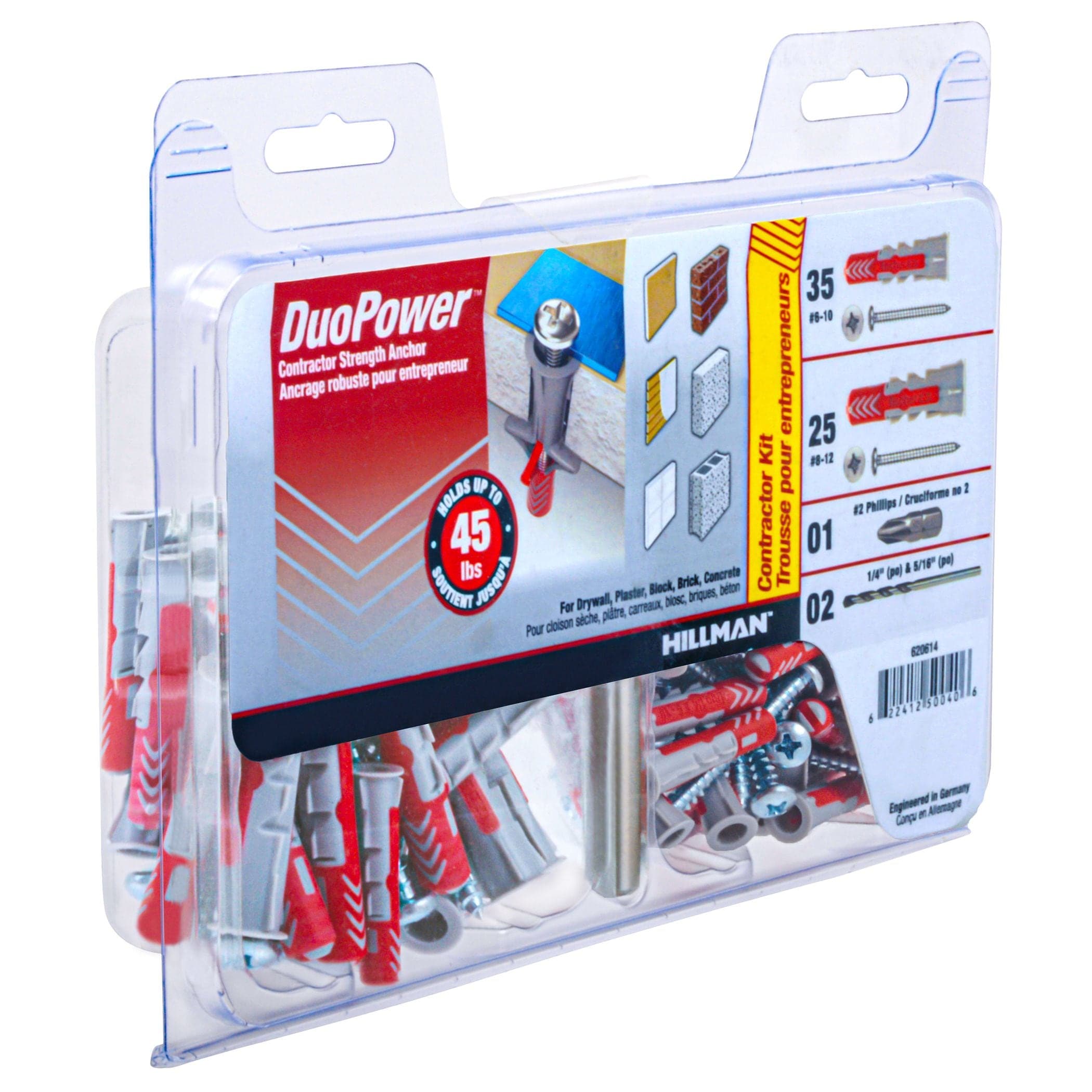 Hillman DuoPower #6-10 & #8-12 Contractor-Strength Anchor Kit, 45-lb Capacity, 60-pc