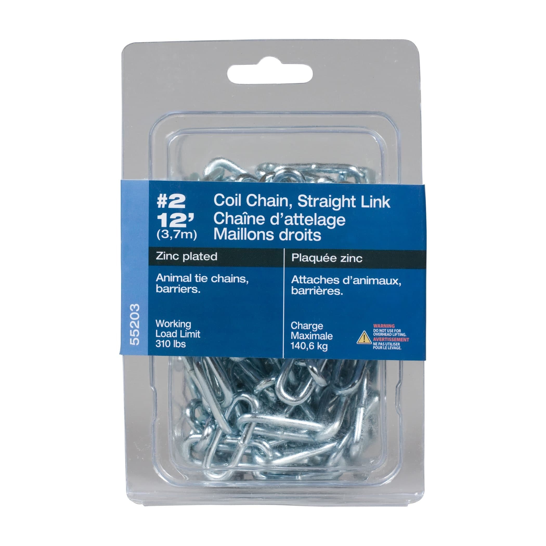Ben-Mor Coil Chain, Straight Link, For Guard Chain Application, Zinc-Plated, 12-ft