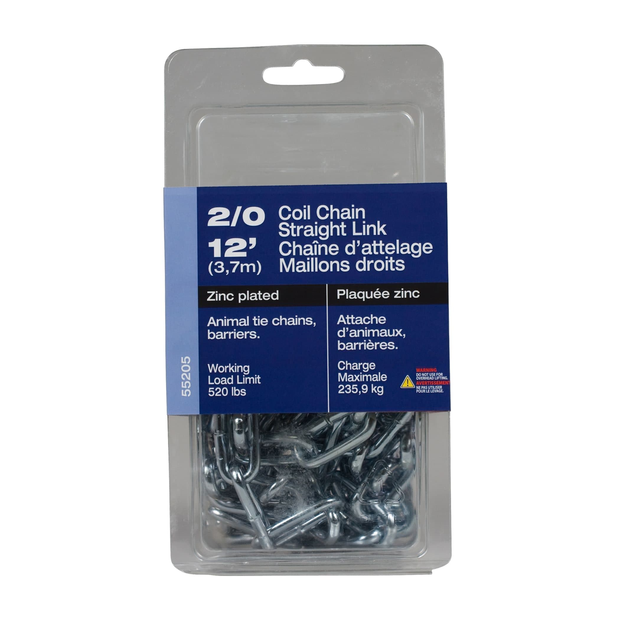 Ben-Mor Coil Chain, Straight Link, Guard Chain Application, Zinc-Plated, 12-ft