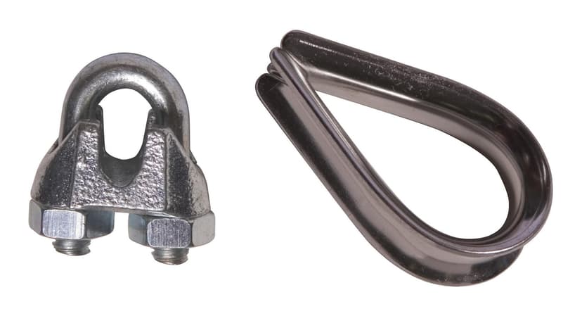 Ben-Mor Wire Rope Clips & Thimble Set, Zinc-Plated, 3/16-in, 18-pc