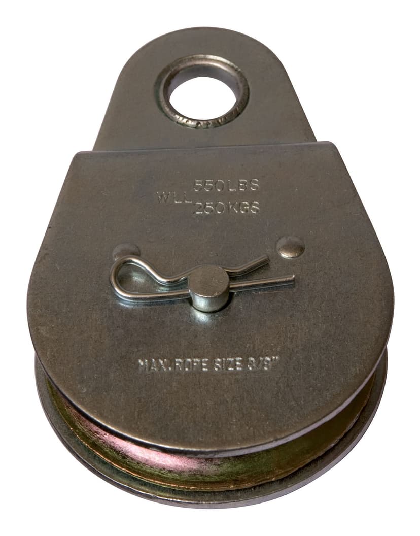 Ben-Mor Heavy Duty Single Sheave Fixed Eye Rope Pulley, 55-lb Load Capacity, Zinc-Plated, 2-1/2-in