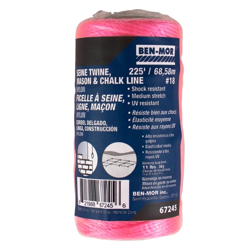 Ben-Mor Nylon Mason's Line, #18 x 225-ft, Pink