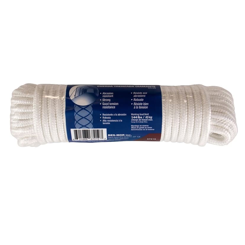 Ben-Mor Nylon Braided Rope, Flexible and Strong, 5/16-in x 50-ft