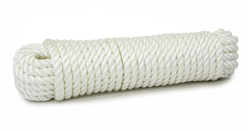 Ben-Mor Nylon Twisted Rope, Abrasion Resistance, SWL-430-lbs, White, 1/2-in x 50-ft