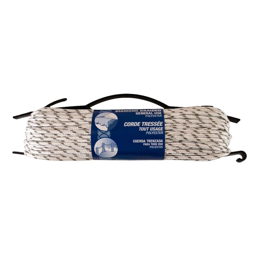 Ben-Mor Polyester Braided Rope, Abrasion and UV Resistant, Soft and Flexible, 1/4-in x 150-ft