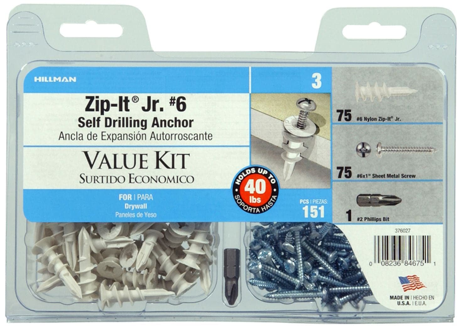 Hillman Zip-It Jr. #6 Value Kit, Self-Drilling, 151-pk