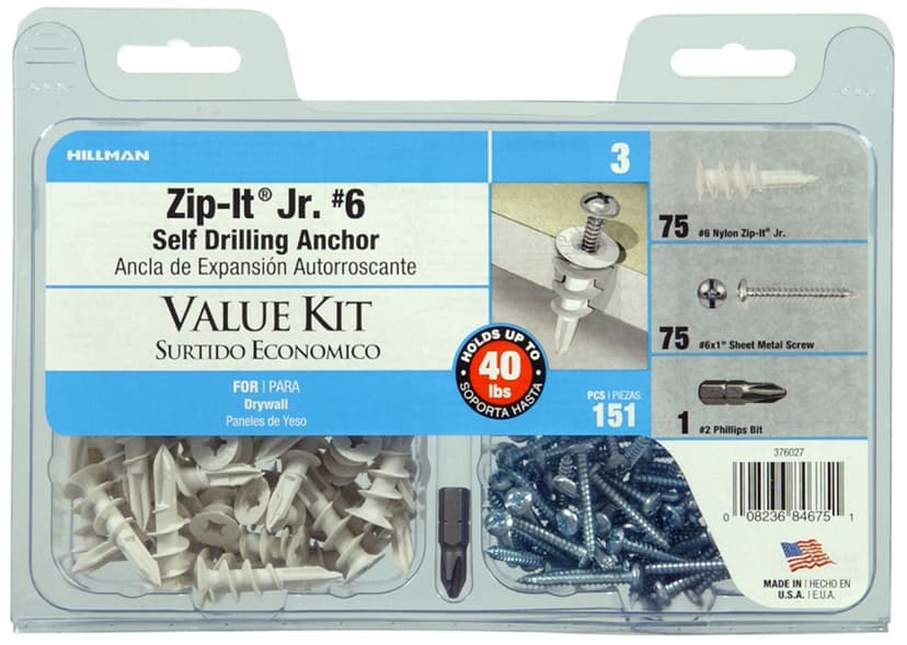 Hillman Zip-It Jr. #6 Value Kit, Self-Drilling, 151-pk
