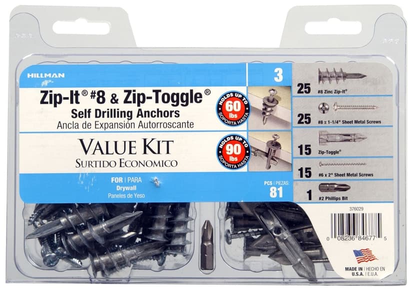 Hillman Zip-It #8 & Zip-Toggle Value Kit, 66-pk