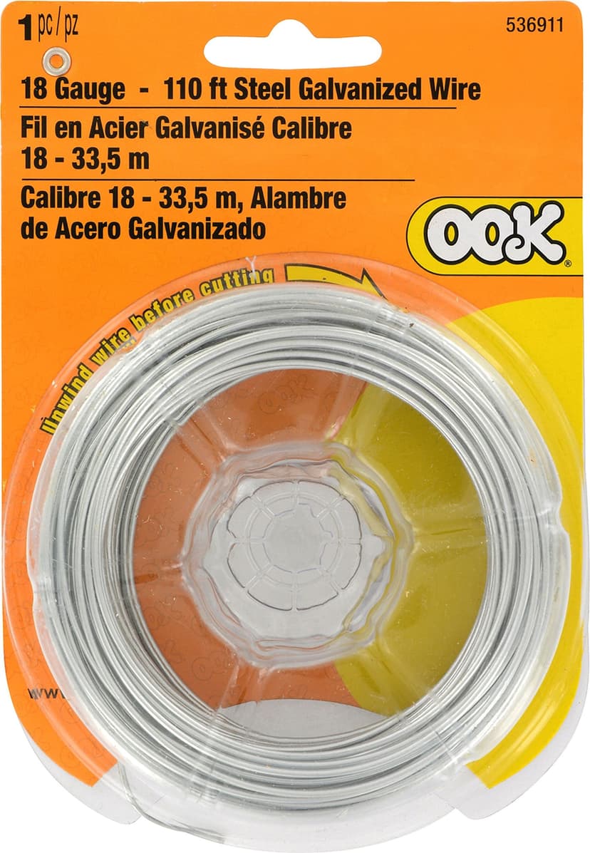 Hillman 18 Gauge Galvanized Wire, Steel Construction, 110-ft