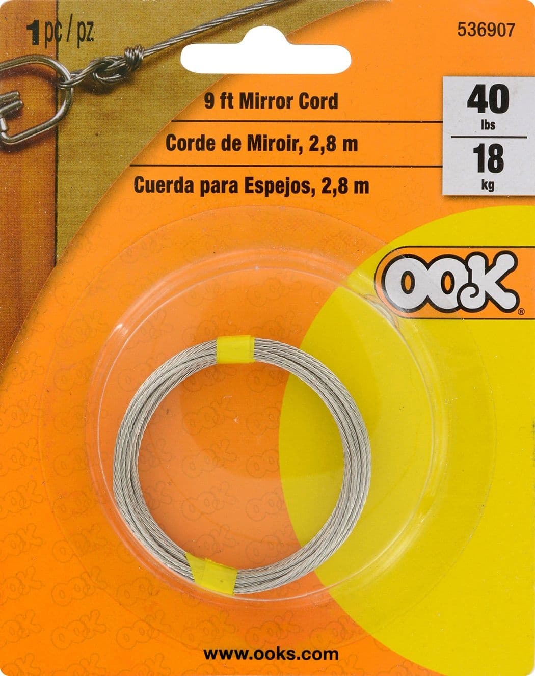 Hillman Mirror Cord, For Indoor and Outdoor, 40-lb Capacity, 9-ft
