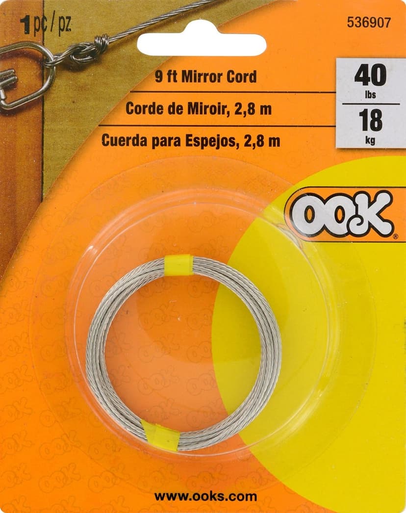 Hillman Mirror Cord, For Indoor and Outdoor, 40-lb Capacity, 9-ft