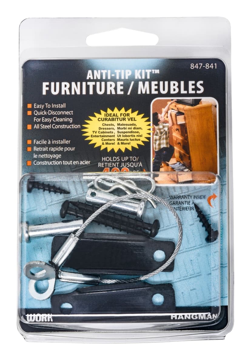 Hangman Anti-Tip Furniture Kit, For Aircraft Steel Cable