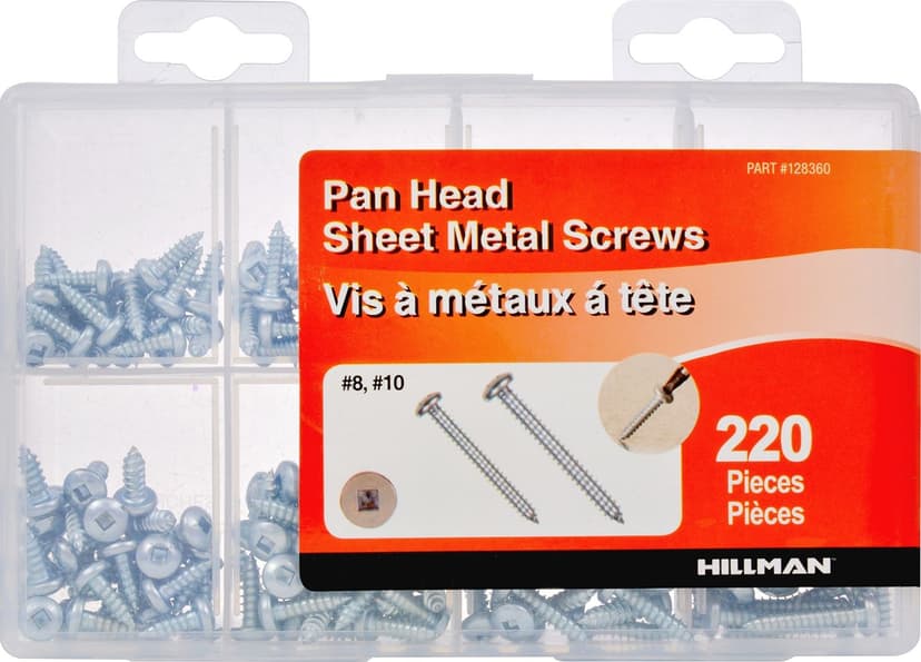 Hillman Pan Head Sheet Metal Screws, Tapping Screw Kit, 220-pc