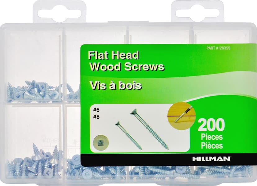 Hillman Flat Head Wood Screws Kit, 200-pk