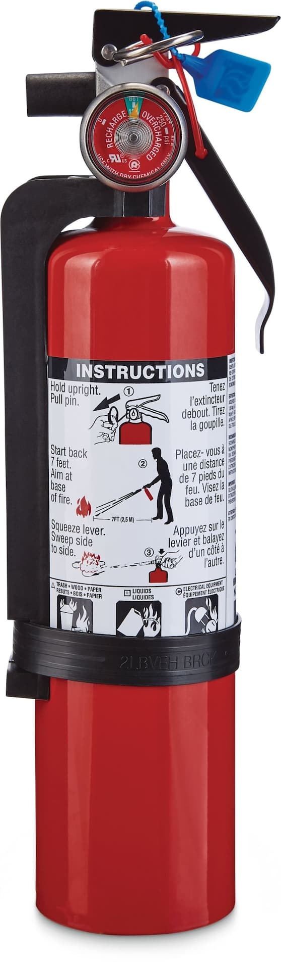 Garrison Dry Chemical Rechargeable Fire Extinguisher With Wall Mounting Bracket, 2-lb, Red