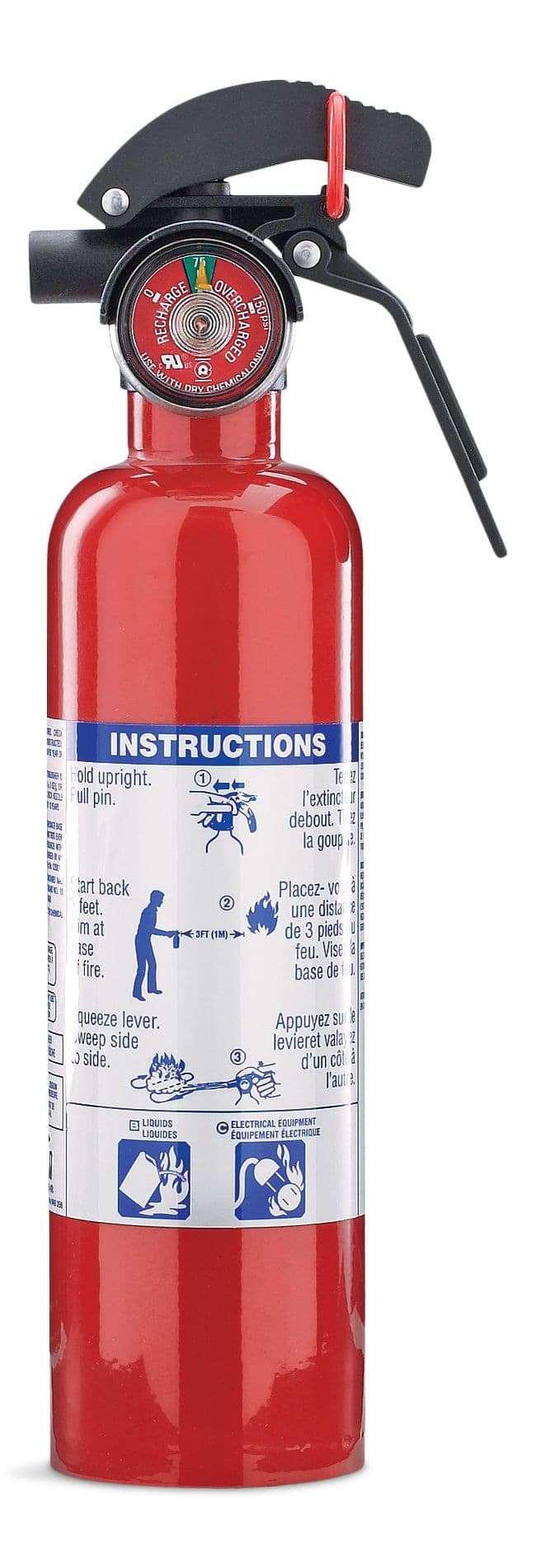 Garrison Rechargeable Compact Fire Extinguisher With Wall Mounting Bracket, 1-lb, Red