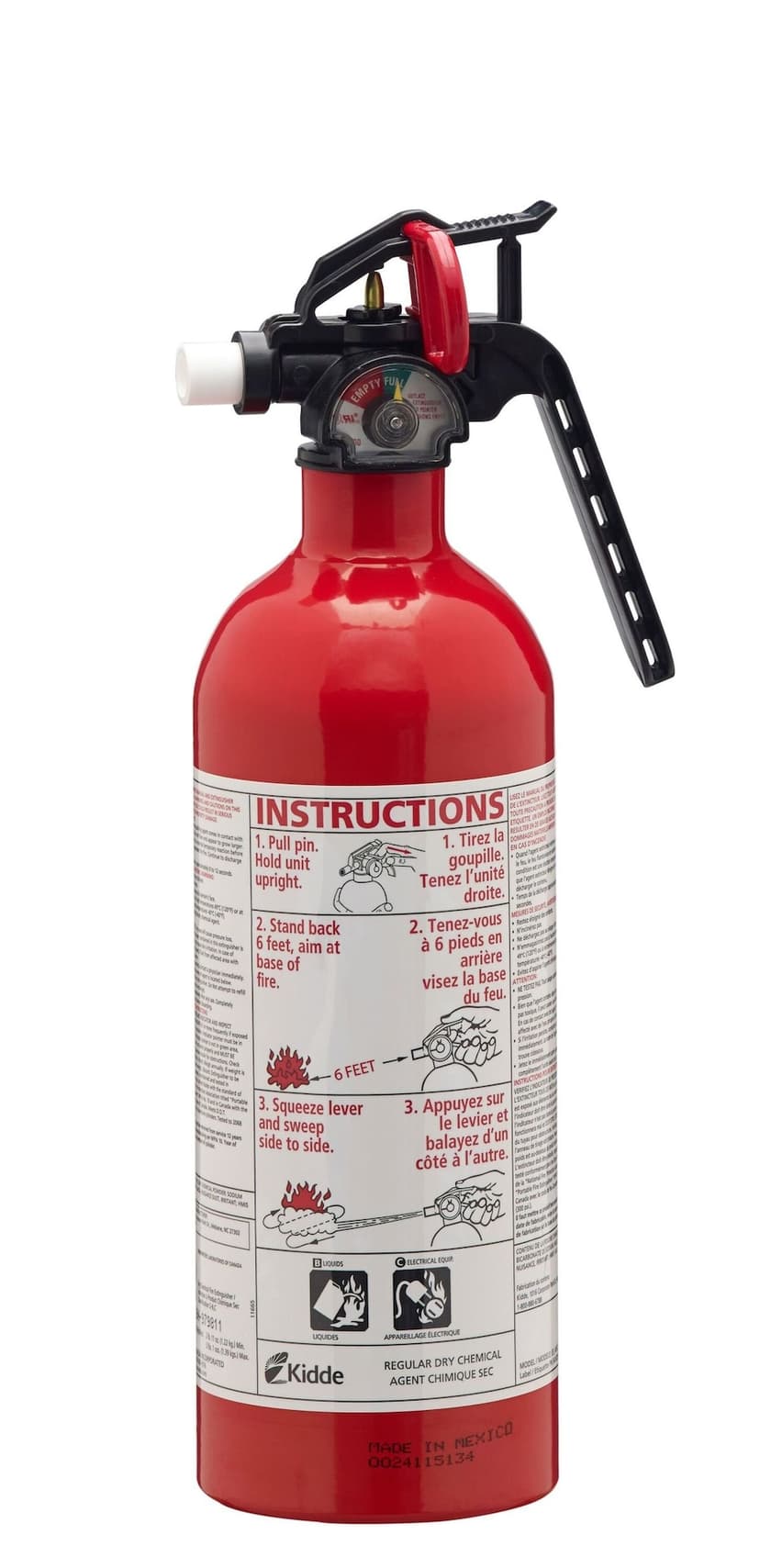 Kidde 5BC Kitchen/Garage Disposable Fire Extinguisher With Wall Mounting Brackets, 2-lb, White