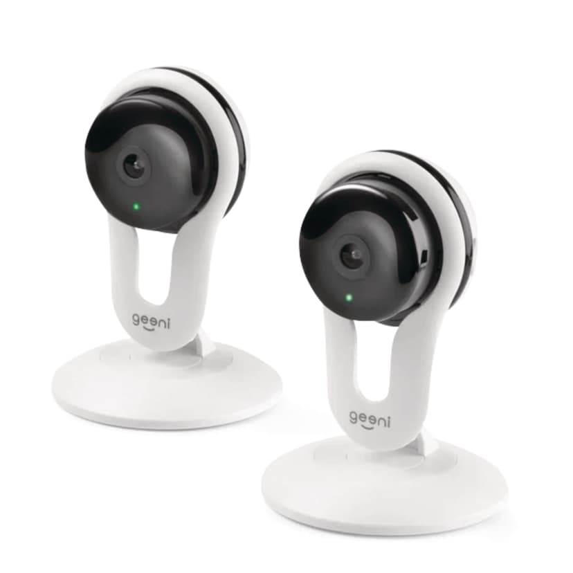 Geeni Aware 1080p Smart Wi-Fi Indoor Security Camera with 2-Way Audio & Night Vision, White, 2-pk
