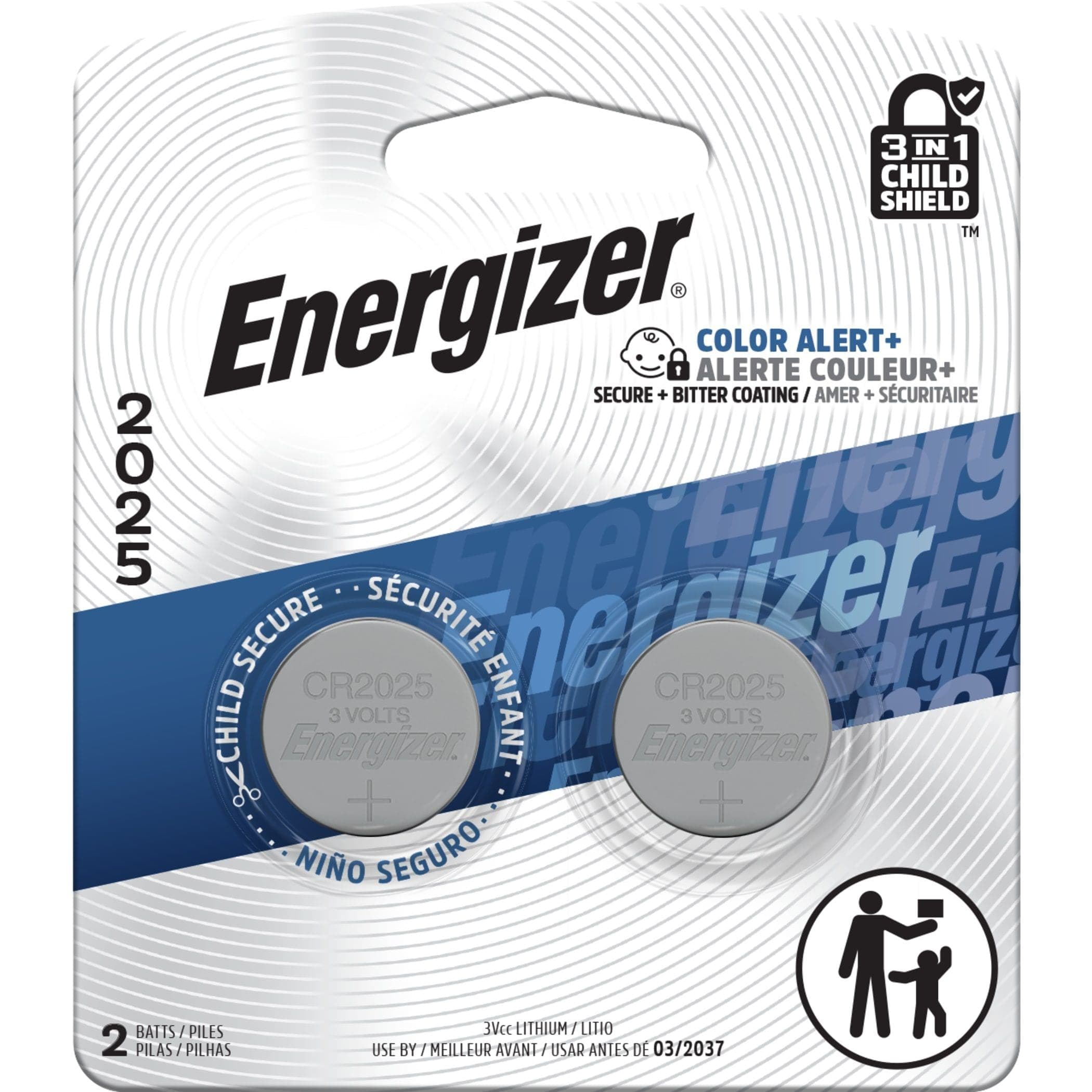 Energizer 2-pk CR2025 3V / 3 Volt Lithium Coin Cell Batteries, Long Lasting
