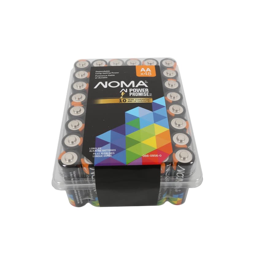 NOMA AA Alkaline Batteries in Clam Shell Box, 48-pk