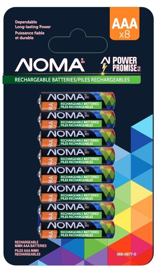 Noma AAA Ni-MH Rechargeable Battery, 8-pk