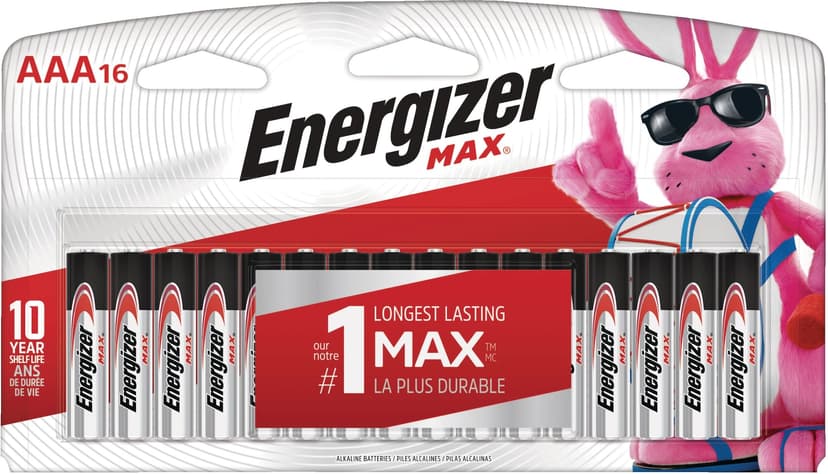 Energizer MAX AAA Alkaline Batteries, Long Lasting, All Purpose, 16-pk