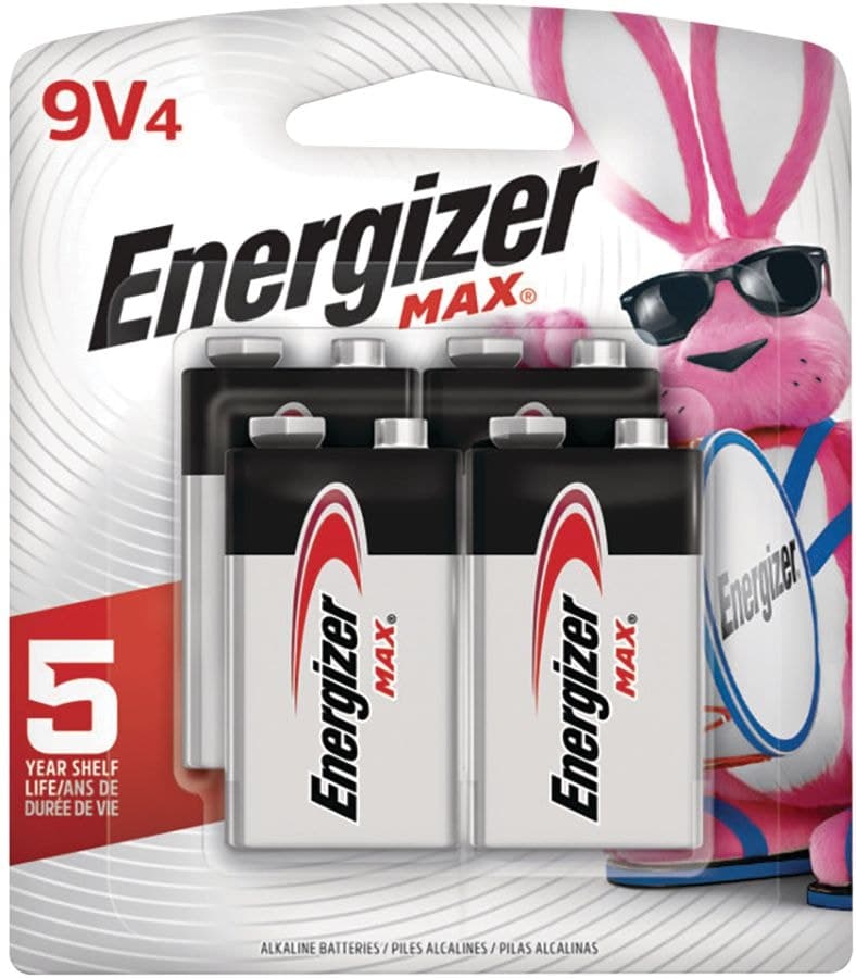 Energizer Max 9V Batteries, Long Lasting, All Purpose, Alkaline, 4-pk