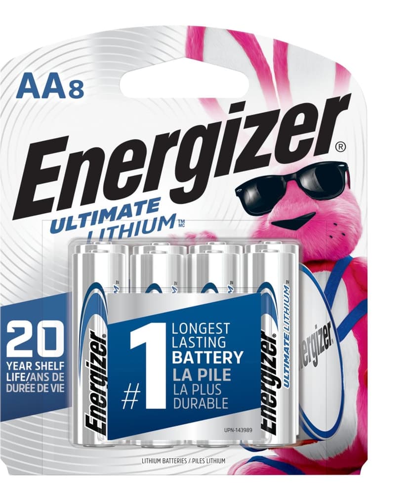 Energizer Ultimate AA Lithium Batteries, Long Lasting, All Purpose, 8-pk
