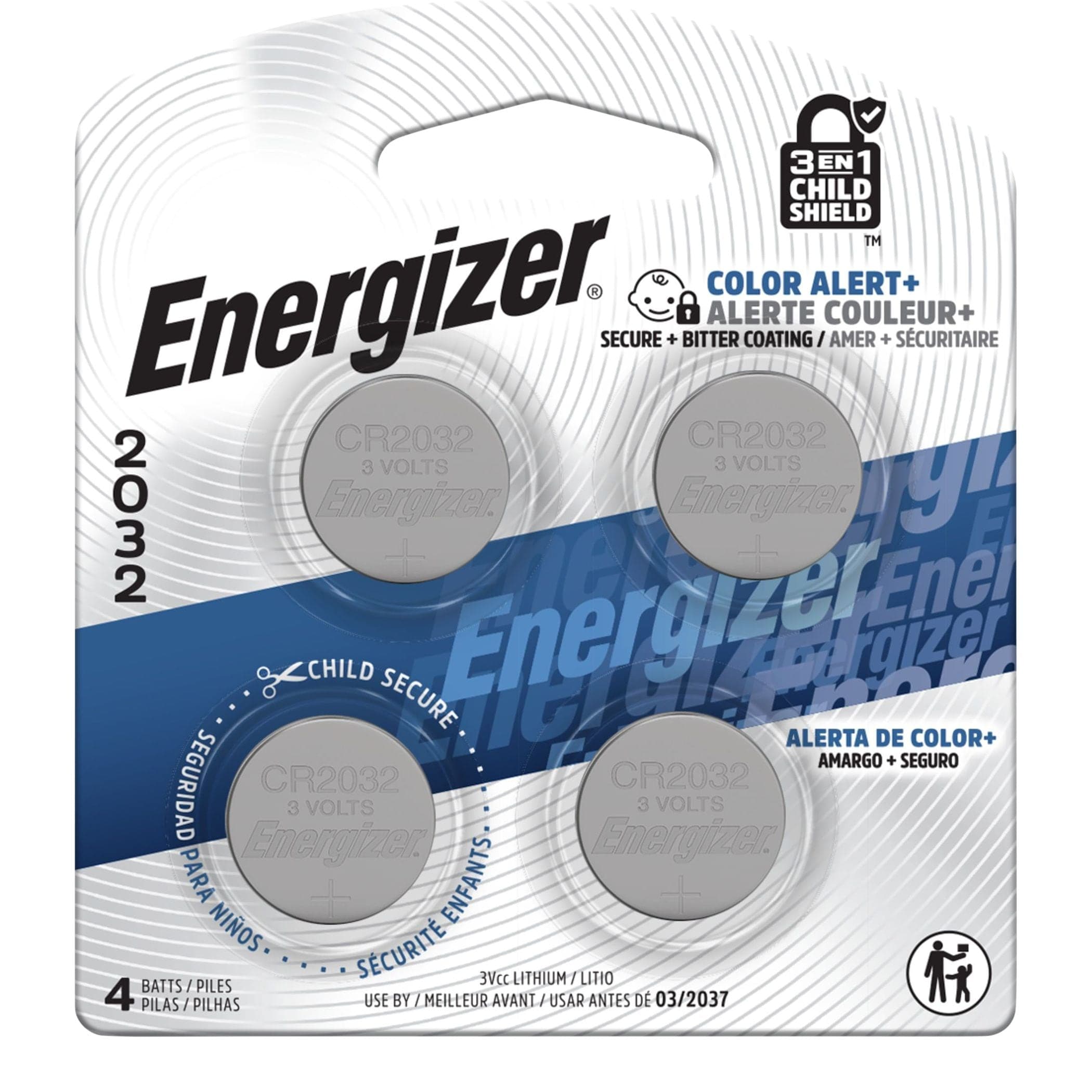Energizer 4-pk CR2032 3V / 3 Volt Lithium Coin Cell Batteries, Long Lasting