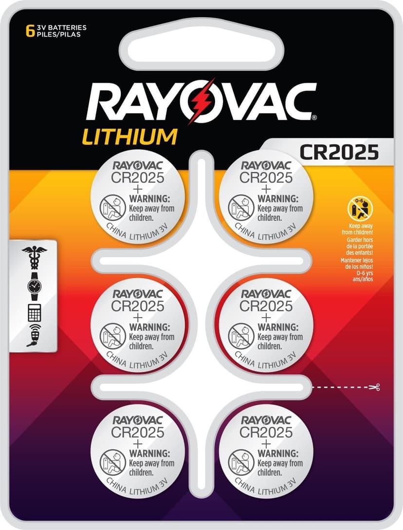 Rayovac 2025 Lithium Coin Cell Batteries, 6-ct