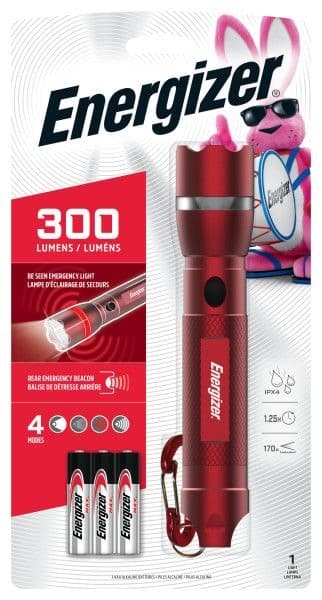 Energizer Emergency Safety Metal Flashlight 300 Lumens