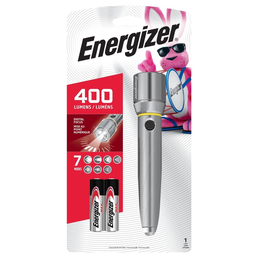 Energizer HD Vision 400 Lumens LED Handheld Flashlight, Batteries Included, Black